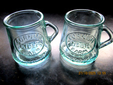 2 Cornish Cider Farm Mini Embossed Green Glass Tasting Small Tankard Home Bar  U