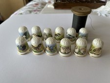 12 X vintage Oakley Porcelain Thimbles - Birds