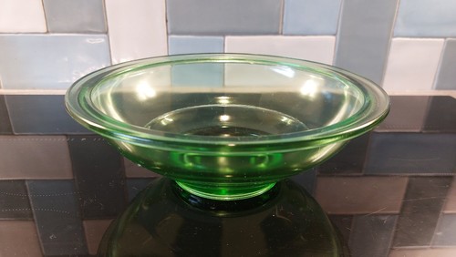 Green glass pressed bowl - glass,
