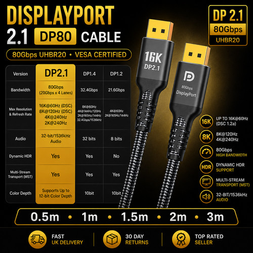 Displayport dp80 vesa - 2.1,
