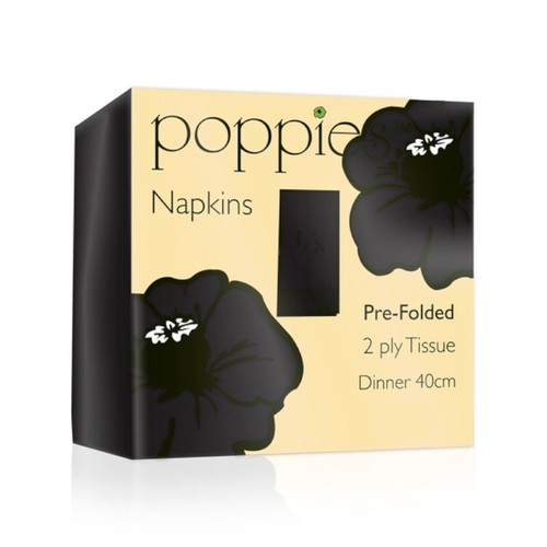 Napkins black 40cm 2ply - 40cm,