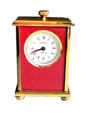 vintage swiss mini clock Nepro gold red rate alarm needs tune up mint outside