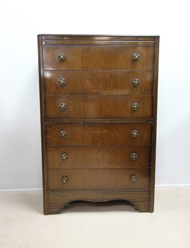 Vintage dark oak tallboy - oak,