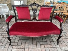 Victorian Solid Mahogany Chippendale Two Seater Settee Parlour Sofa