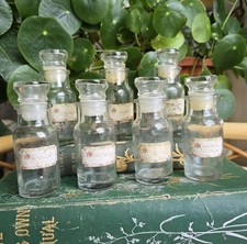 Vintage Apothecary Glass Spice Jars X 7 With Stoppers Made In Japan Cottagecore