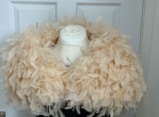 Joan Lee Peach Ruffled Ostrich Feather Wrap/Shawl Wedding Ball VGC
