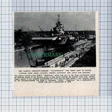 C4885) Aircraft Carrier Ship HMS ILLUSTRIOUS Sydney Australia - 1945 Clip