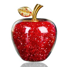1PC Christmas Crystal Craft Apple Ornament Gift Glitter Glass Apple Home Decor