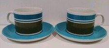 Vintage J & G Meakin Studio Elite Set of 2 x Tea Cups + Saucers 70's Retro MCM