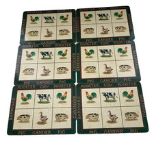 Cloverleaf vintage Farm Animals Placemats mats Cow sheep pig goose hen x 6 vgc