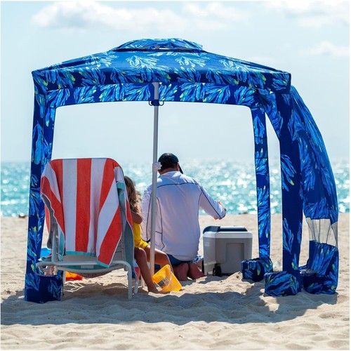 Coral tropical beach cabana - tropical,