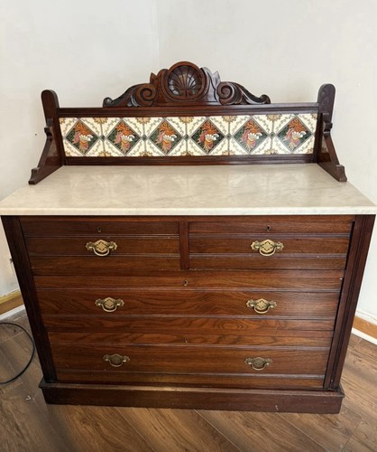 Antique wash stand with - wash, marble