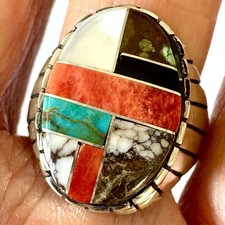 Navajo Turquoise Mens Ring Sz
