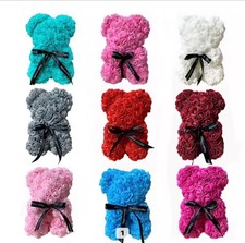 Rose Teddy Bear Flower Bear with Gift Box Birthday Romantic Valentines Gift 25cm