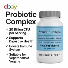 Hey Nutrition 20 Billion Cfu Probiotic Complex 60 Capsules Fast/Free Shipping UK