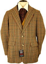 VINTAGE 1970S THORNPROOF TWIST BROWN MIX 42" SPORTING TWEED MENS JACKET