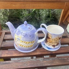 Beth From Whittard Fat Cat Teapot With Mug And Coaster.