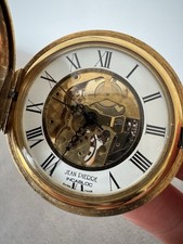 BEAUTIFUL JEAN PIERRE Incabloc SKELETON GOLD HUNTER SWISS Pocket Watch ELEGANT