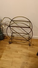Gold Frame Drinks Trolley – Glass Shelves Bar Cart with Wheels Modern Style