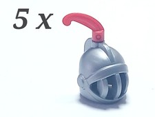 LEGO 5x Knights Helmet 167 Red Plume Feather 4502a Figure Helmet Castle 10228 7097