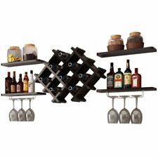 White Black Wine Rack Bar Accessories Wall Mounted Bottle Glass Holder Shelves