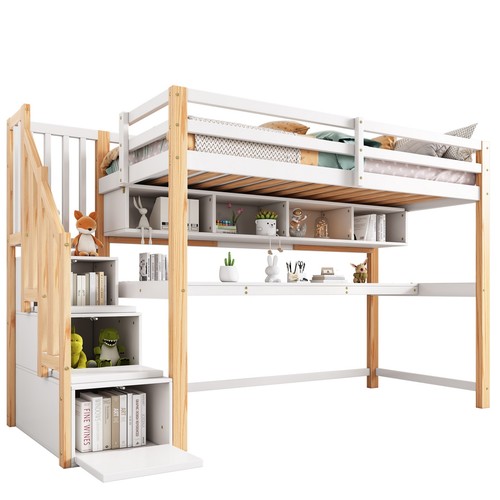White children loft bed - white,