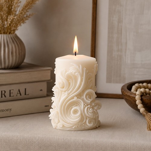 Designer pillar candle with - candle,