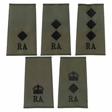 Royal Artillery RA Officers Rank Slides - Black on Olive Green - Single Slide