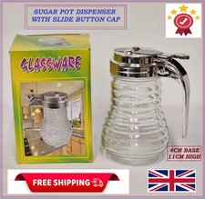 GLASS SUGAR POT WITH SLIDE