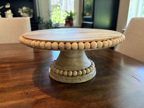 New wood beaded pedestal cake - pedestal,