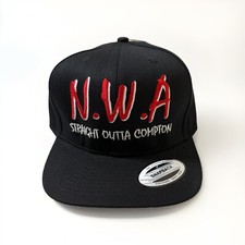 NWA Straight Outta Compton SnapBack Hat Black & Red New, Easy E, Ice Cube Cap