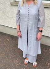 STUNNING TROUSER SUIT LONG LENGTH MANDARIN JACKET OCCASION 16 PRISTINE