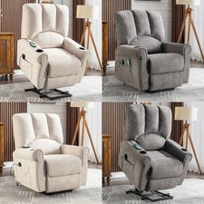 Riser & Recliner Chair 8 Point Electric Heated Massage Fabric Sofa Arm Chair