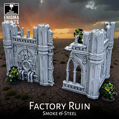 Factory ruin 28mm - 28mm, printed