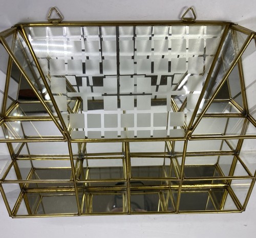 Vintage brass glass mirror - glass,
