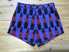NEW KTZ Kokon To Zai cotton twill hot pants purple red lipstick print shorts M
