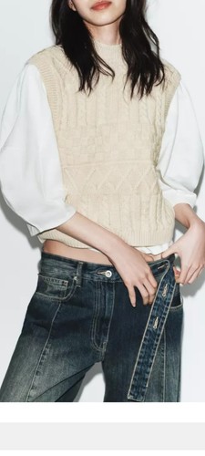 New zara contrast cotton long - new,
