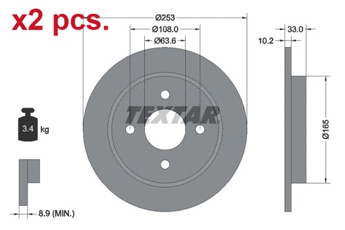 Pcs rear brake disc - pcs, rotos