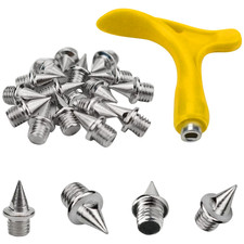Stainless Steel Track Spikes 1/4inch for Men Shoes Replacement with Wrench 48PCS