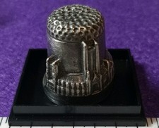  Vintage in original case Pewter Canterbury Cathedral Thimble good  condition.
