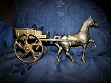 VINTAGE SOLID BRASS GOOD DEFINITION HORSE AND SWIVEL BAR CART / CARRIAGE 