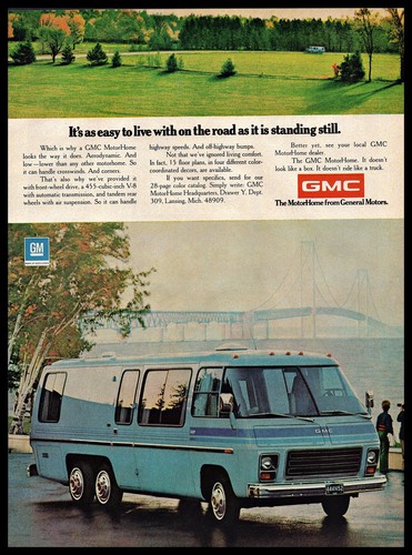 1974 gmc motorhome traveling - motorhome,