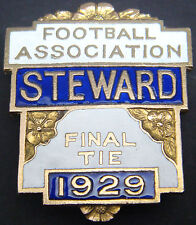 THE FOOTBALL ASSOCIATION 1929 STEWARD Badge Brooch pin 30mm x 36mm
