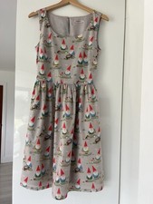 Cath Kidston Lovely Gnome Print Cotton Summer Dress Lined With Pockets Size UK 8