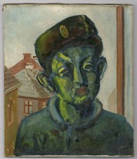 Mid 20th Century Oil - Schoolboy In Green