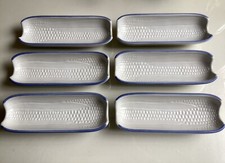 Six Pfaltzgraff USA Corn On The Cob Dishes, Stoneware Blue, White