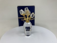 Swarovski Crystal Memories Figurine Gold Stem Rose Bouquet [B1-2-41]