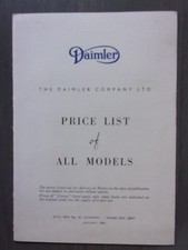 DAIMLER RANGE orig 1964 UK Mkt Price List Brochure - SP250 V8 Saloon Majestic