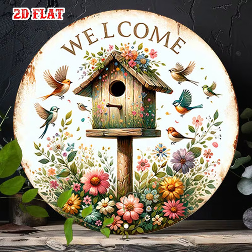 Floral birds house welcome - birds,