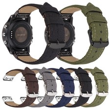 For Garmin Fenix7X 6X6 5X Quick Release Nylon Canvas Leather Strap 20 22 26mm